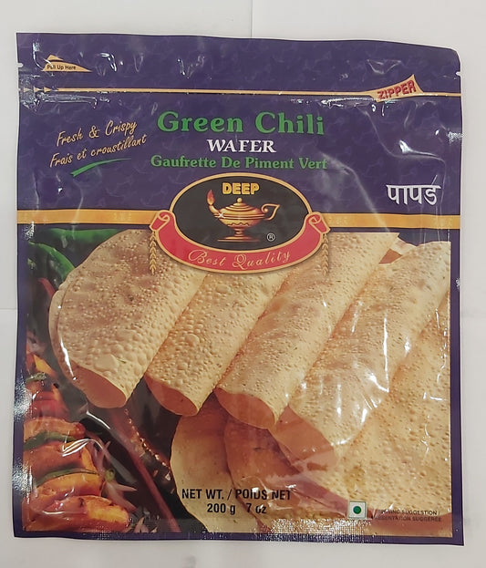 Deep Green Chili Wafer (Papad)-Pack of 5