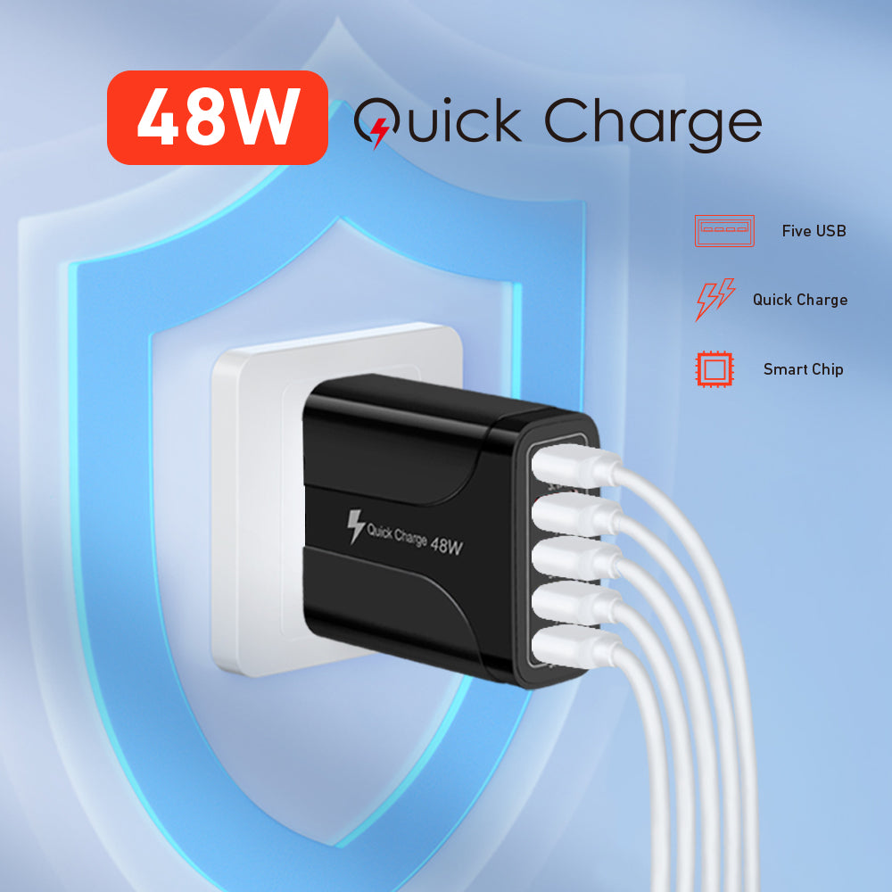 48W QC 3.0 5 Port Fast Charger