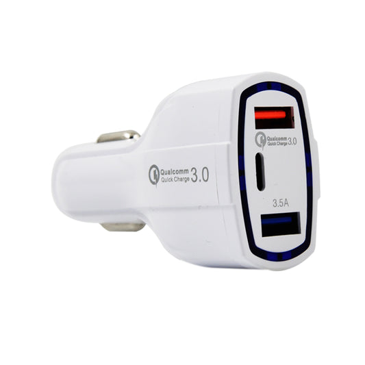18W PD QC 3.0 2 USB A + 1 USB C Fast Charging Car Plug