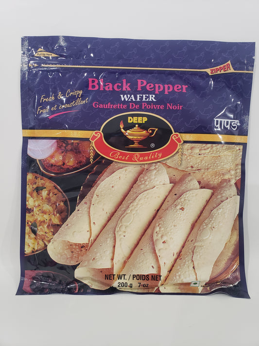 Deep Black Pepper Wafer (Papad) - 3 Pack - 200g each