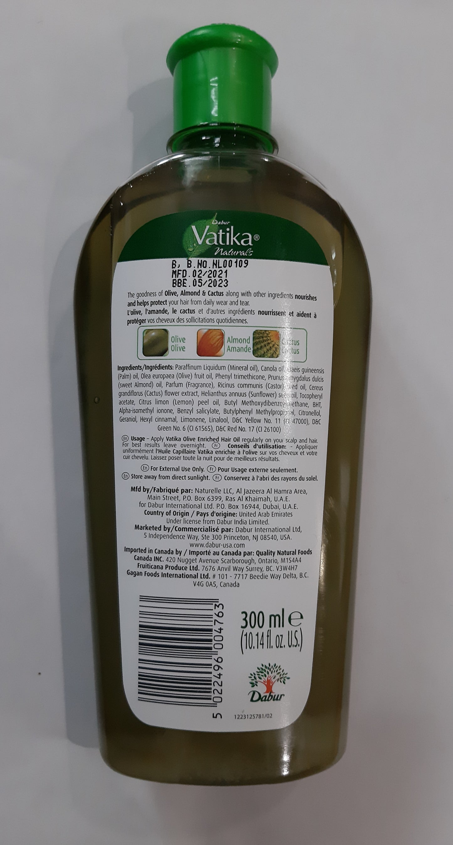 Vatika Naturals Olive Enriched Hair Oil with Almond and Cactus (300 ml)