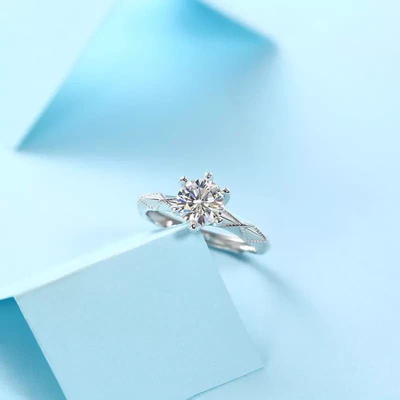 1Ct-Moissanite Diamond Ring -Elegant Engagement Ring -in 925 Pure Silver for Wedding/anniversary/Gift- Adjustable to fit most Size- (SMR07)-Comes with Gift Box