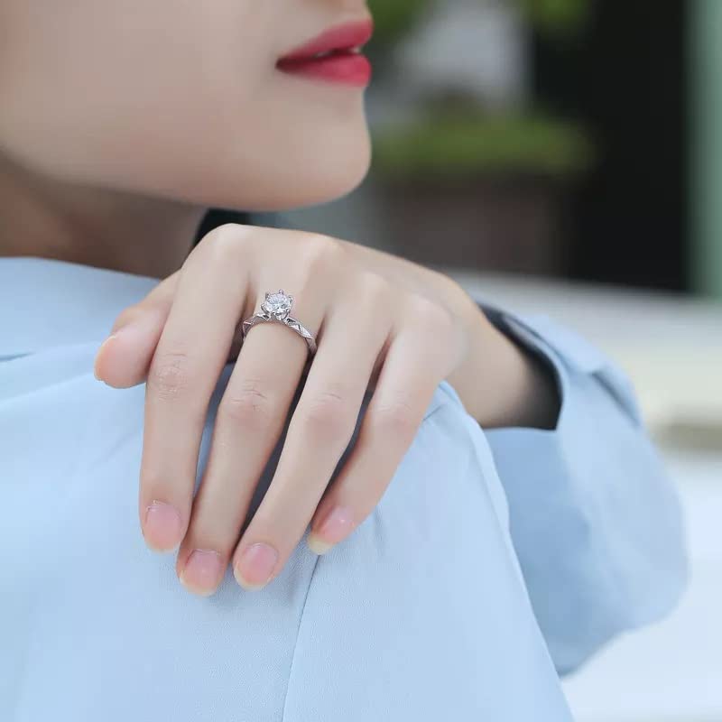 1Ct-Moissanite Diamond Ring -Elegant Engagement Ring -in 925 Pure Silver for Wedding/anniversary/Gift- Adjustable to fit most Size- (SMR07)-Comes with Gift Box