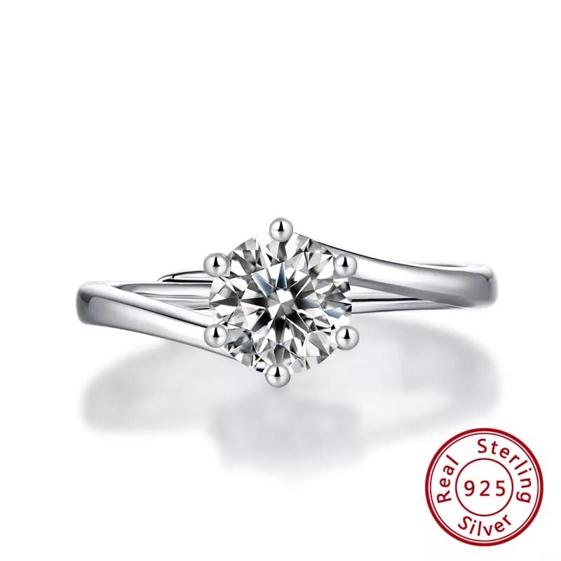 1Ct-Moissanite Diamond Ring -Elegant Engagement Ring -in 925 Pure Silver for Wedding /anniversary/Gift- Adjustable to fit most Size- (SMR05)-Comes with Gift Box