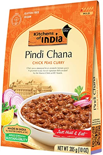 Kitchens of India Heat & Eat, Dinner Variety Pack,(Pack of 6),Dal Bukhara, Pindi Chana,Malai Paneer,Rajama Masala, Palak Paneer,Yellow Dal Tadka