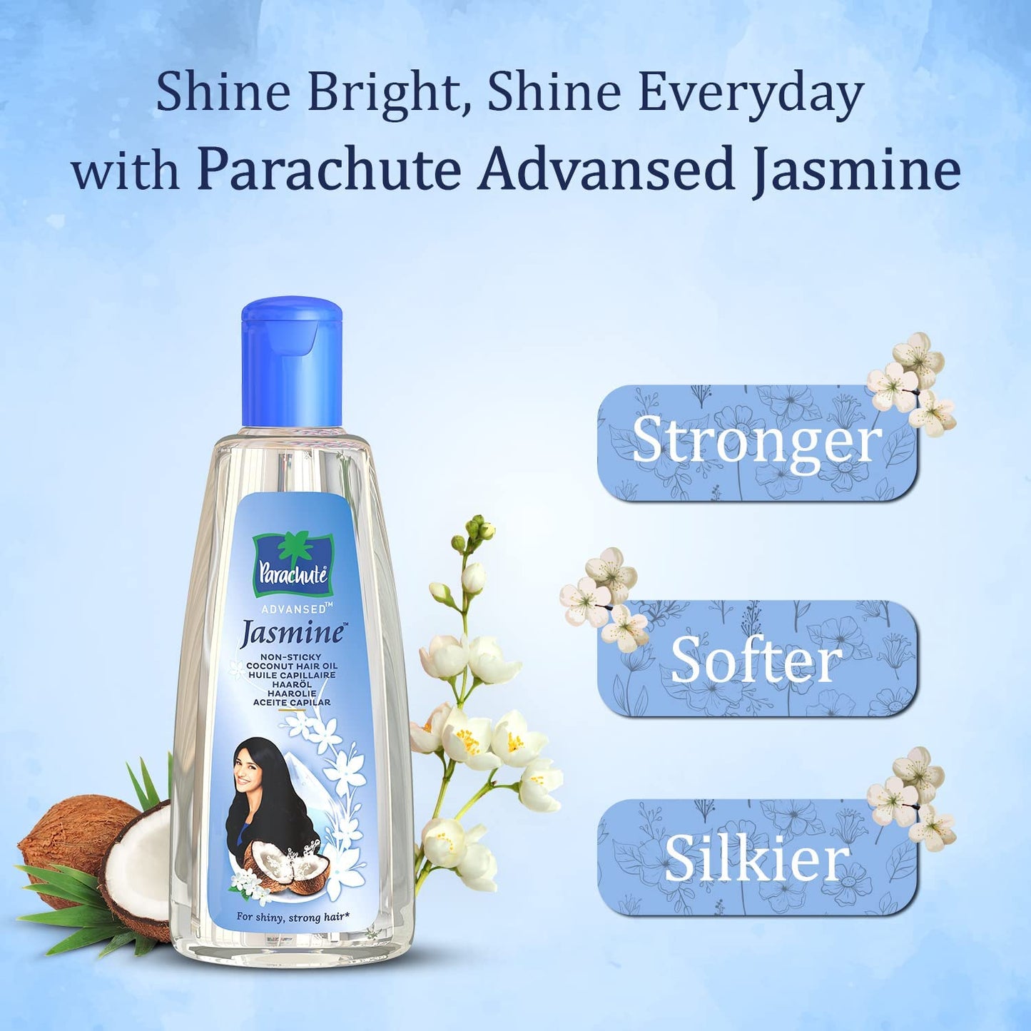Parachute Jasmine Perfumed Non-Sticky Coconut Hair Oil, 300ml, 10.14-Fluid Ounce