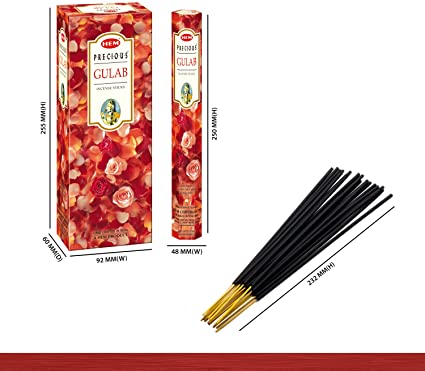 Precious Gulab Incense - Hem 20 Stick Hex Tubes