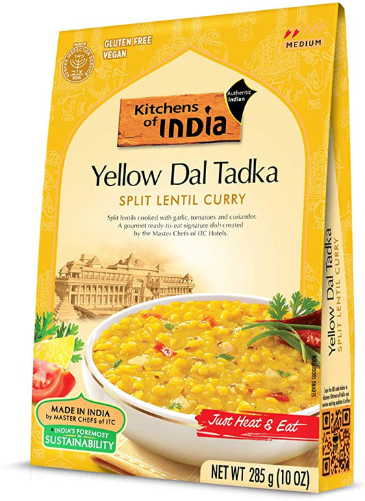 Kitchens of India Yellow Dal Tadka, Split Lentil Curry- Pack of 6 X 285 g.