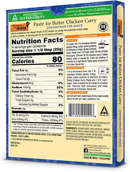 Kitchens of India Butter Chicken Paste- Pack of 6 x 100 g
