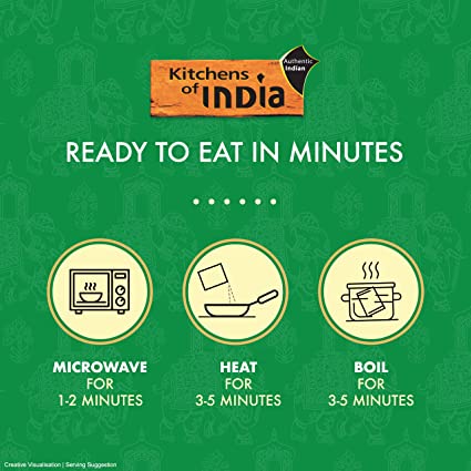 Kitchens Of India Ready To Eat Palak Paneer, Spinach and Paneer Cheese Curry- Pack of 6 X 285 g