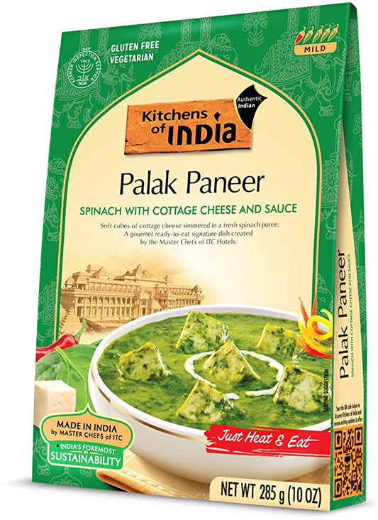 Kitchens Of India Ready To Eat Palak Paneer, Spinach and Paneer Cheese Curry- Pack of 6 X 285 g