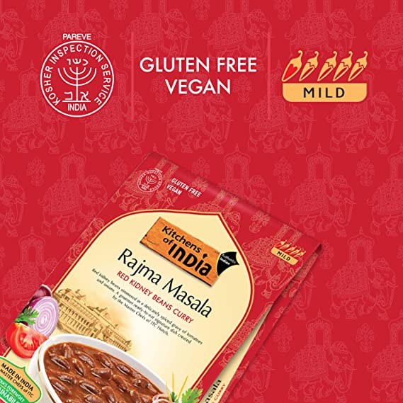 Kitchens Of India Ready To Eat Rajma Masala, Red Kidney Bean Currry- Pack of 6 X 285 g.