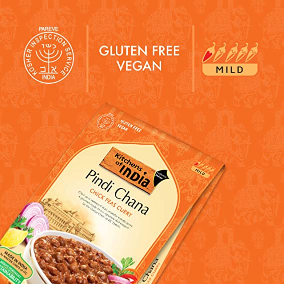 Kitchens Of India Ready To Eat Pindi Chana, Chick Pea Curry - Pack of 6 X 285 g.