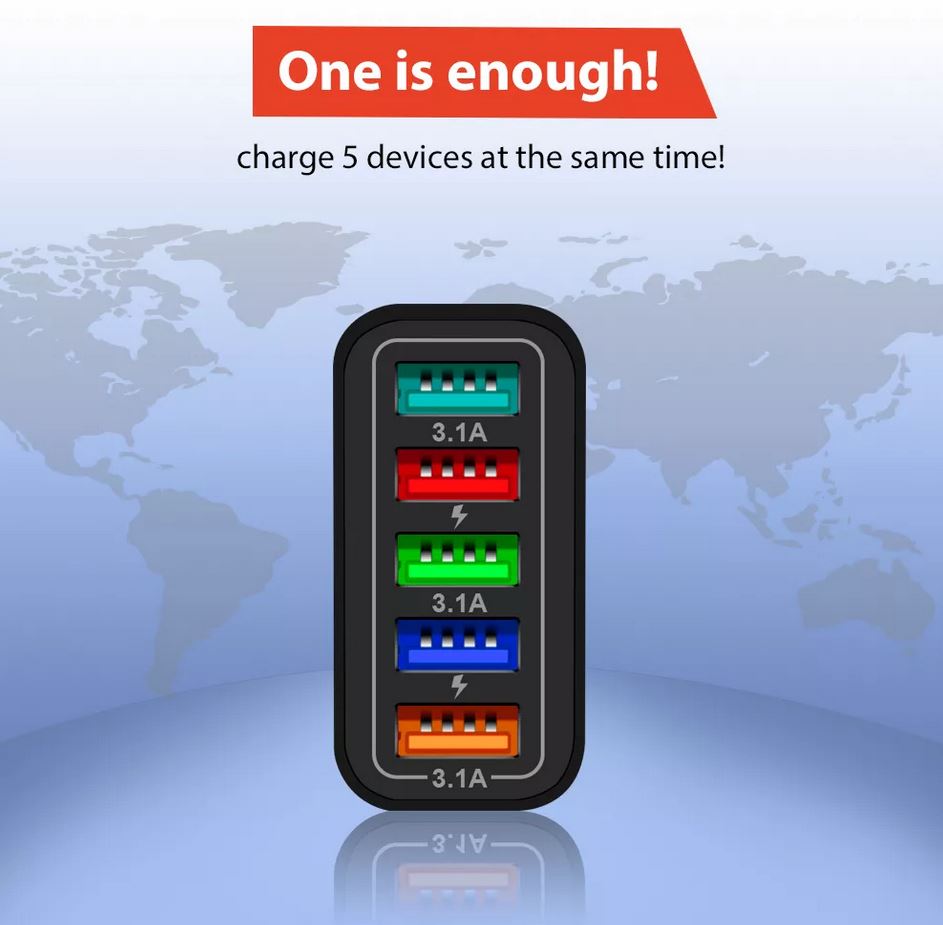 48W QC 3.0 5 Port Fast Charger