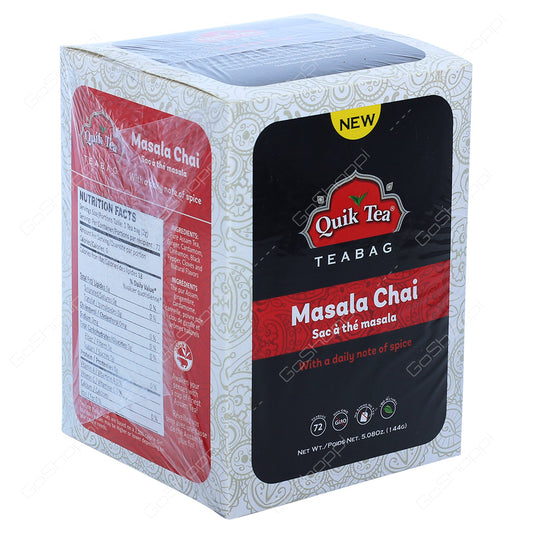 Quik Tea Masala Chai Tea Bags- Pack of 72 bags