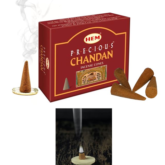 Precious Chandan - Case of 12 Boxes, 10 Cones Each - HEM Incense From India