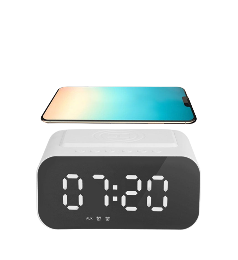 Digital Bluetooth Alarm Clock With FM, Call Functionality, and 10W Fast Wireless Charger Station