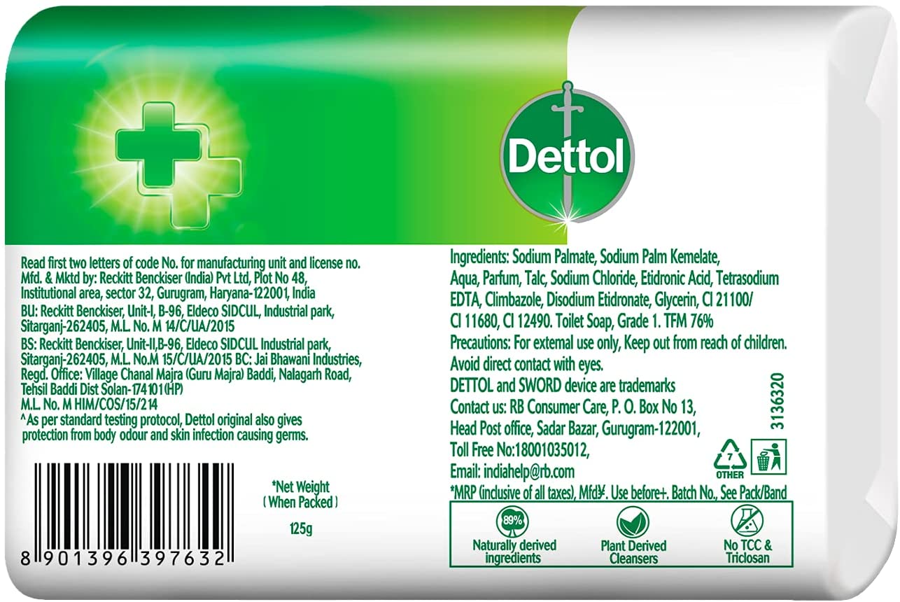 Dettol Original Antiseptic Soap- 125  Grams